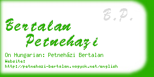 bertalan petnehazi business card