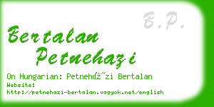 bertalan petnehazi business card